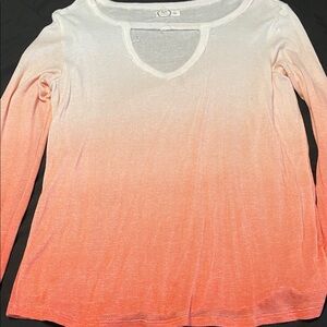 Chic Gradient Long Sleeve Tee in White and Orange